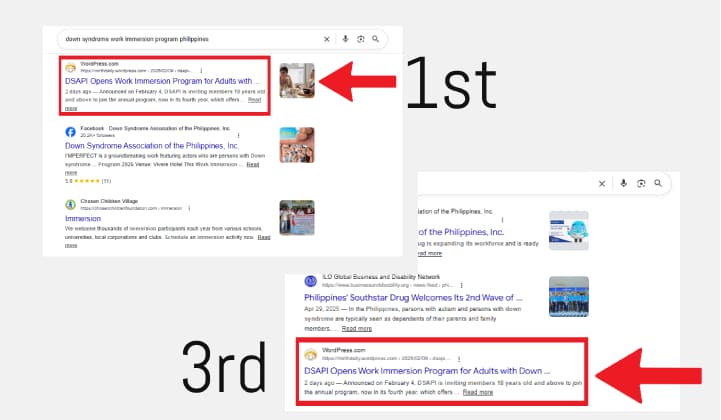 kim yusay SEO: Mirth Daily Claims Top and Third Spots in Google Search Results