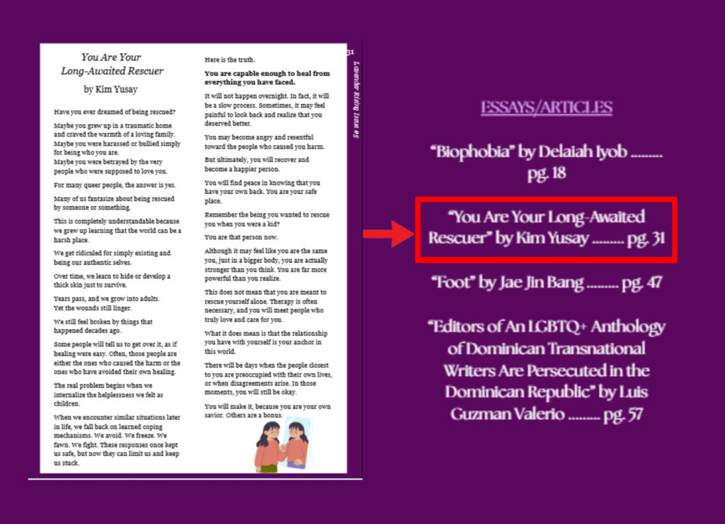 kim yusay essay You Are Your Long Awaited Rescuer Essay Published in Global LGBTQIA+ Magazine